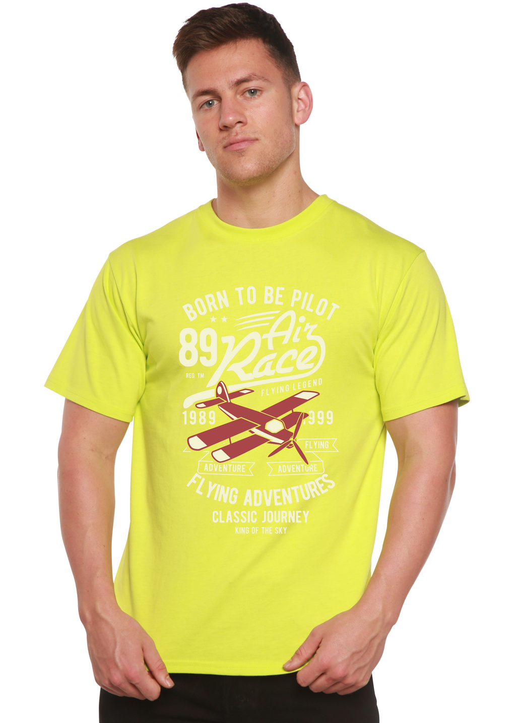 Born To Be Pilot Men's Bamboo Viscose/Organic Cotton Short Sleeve Graphic T-Shirt