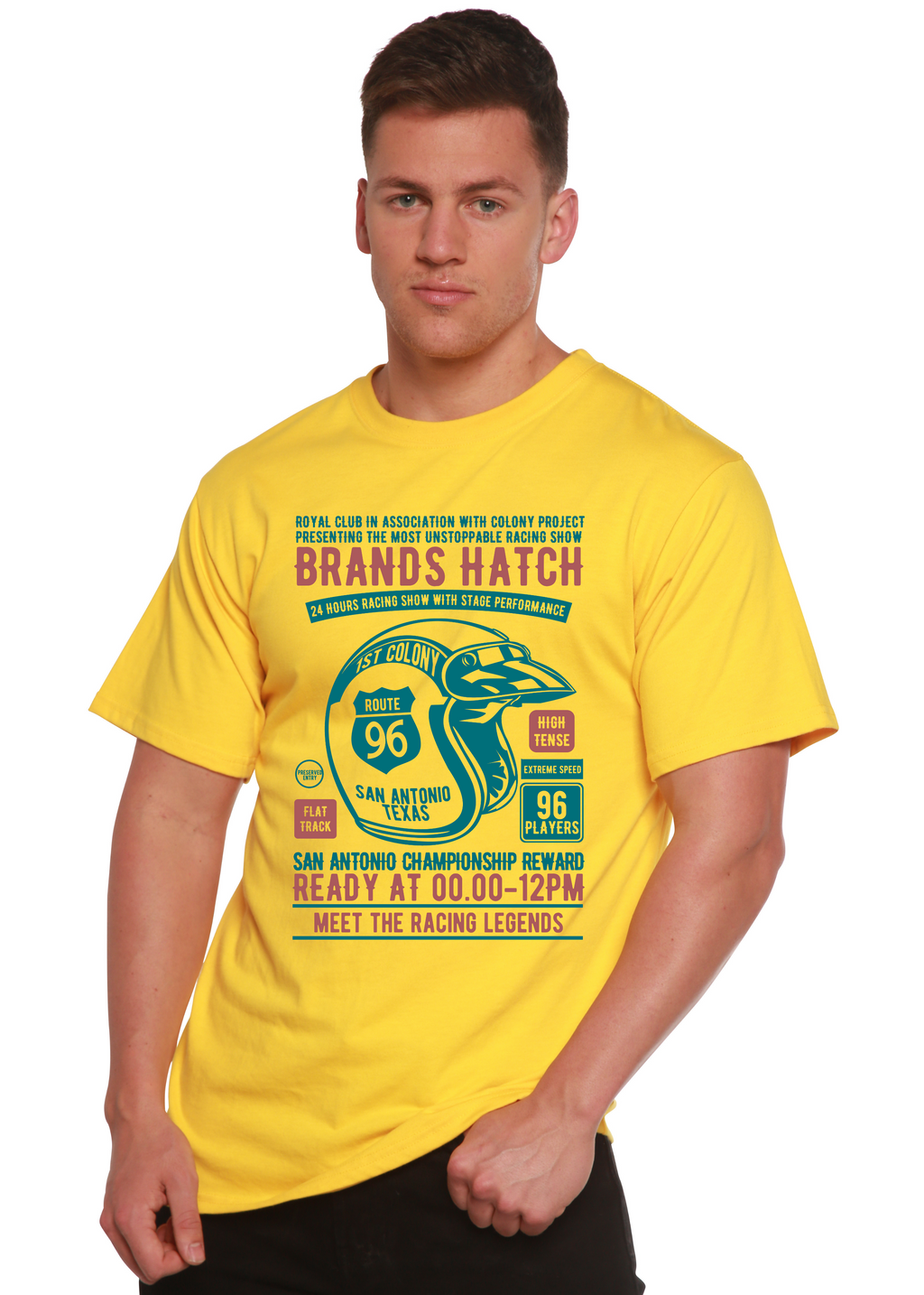Brands Hatch Men's Bamboo Viscose/Organic Cotton Short Sleeve Graphic T-Shirt