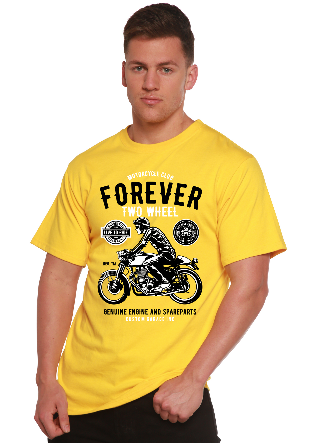 Forever Two Wheel Men's Bamboo Viscose/Organic Cotton Short Sleeve Graphic T-Shirt