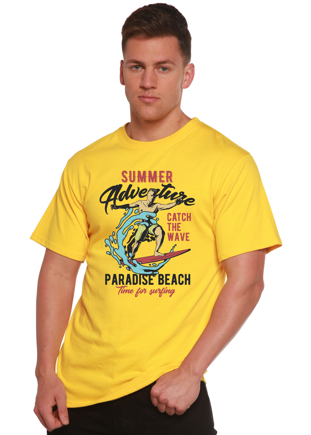 Catch The Wave Men's Bamboo Viscose/Organic Cotton Short Sleeve Graphic T-Shirt