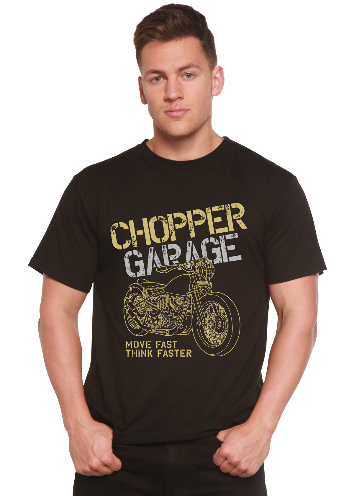Chopper Garage Men's Bamboo Viscose/Organic Cotton Short Sleeve Graphic T-Shirt
