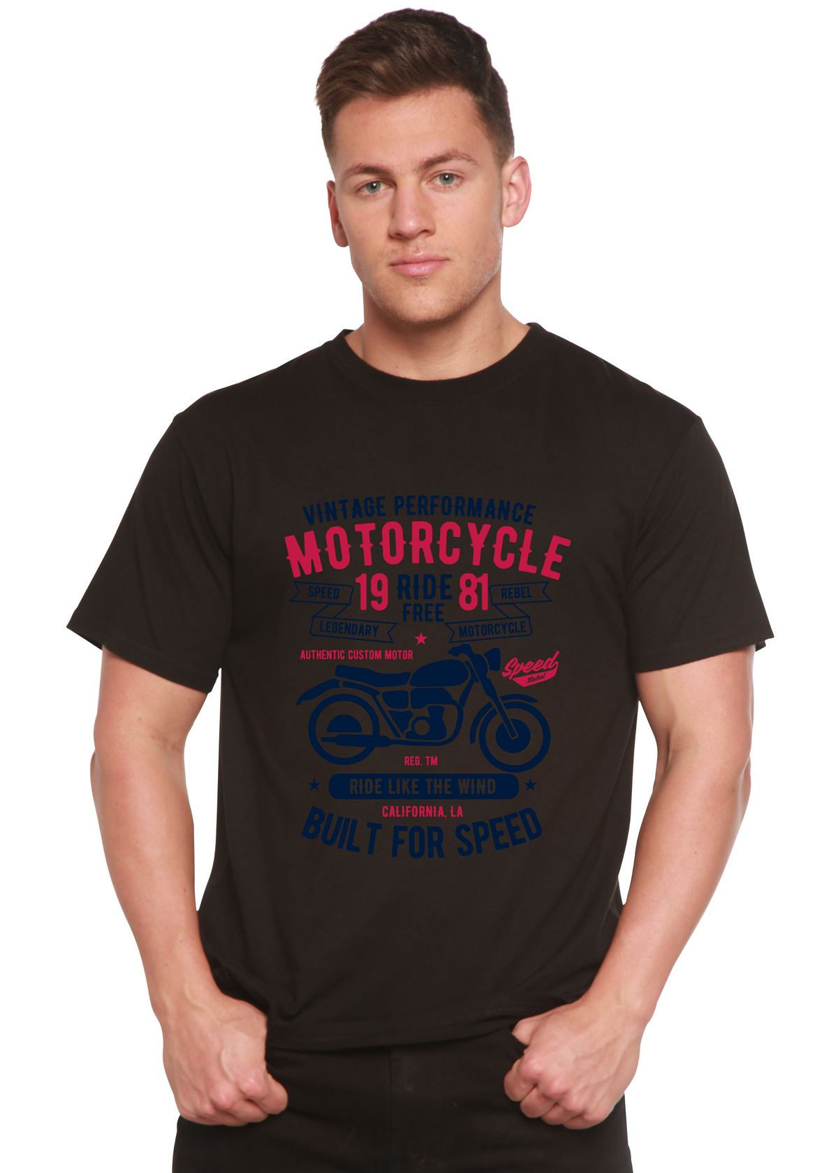 Motorcycle Ride Free Men's Bamboo Viscose/Organic Cotton Short Sleeve Graphic T-Shirt