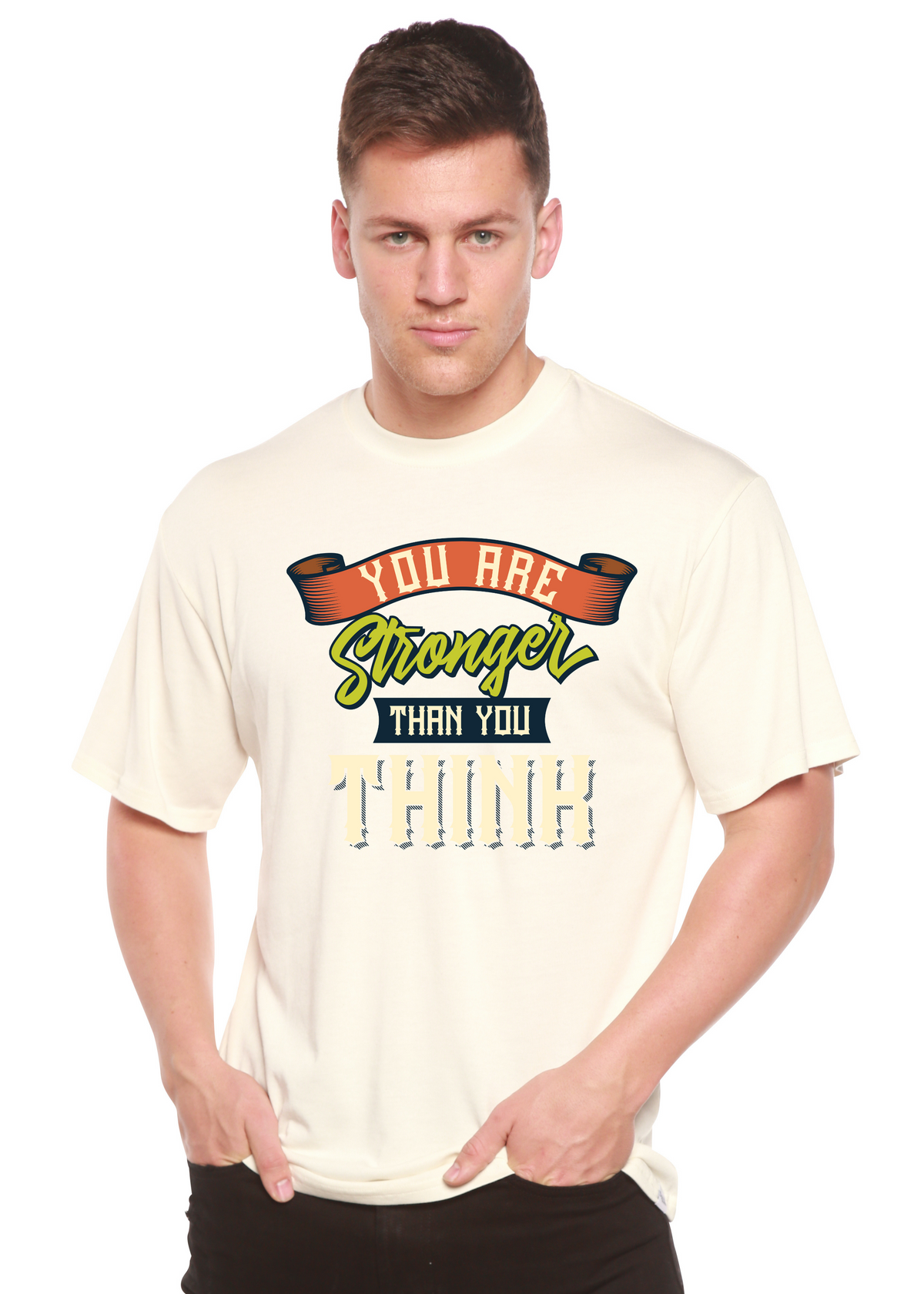 You Are Stronger Than You Think Men's Bamboo Viscose/Organic Cotton Short Sleeve Graphic T-Shirt