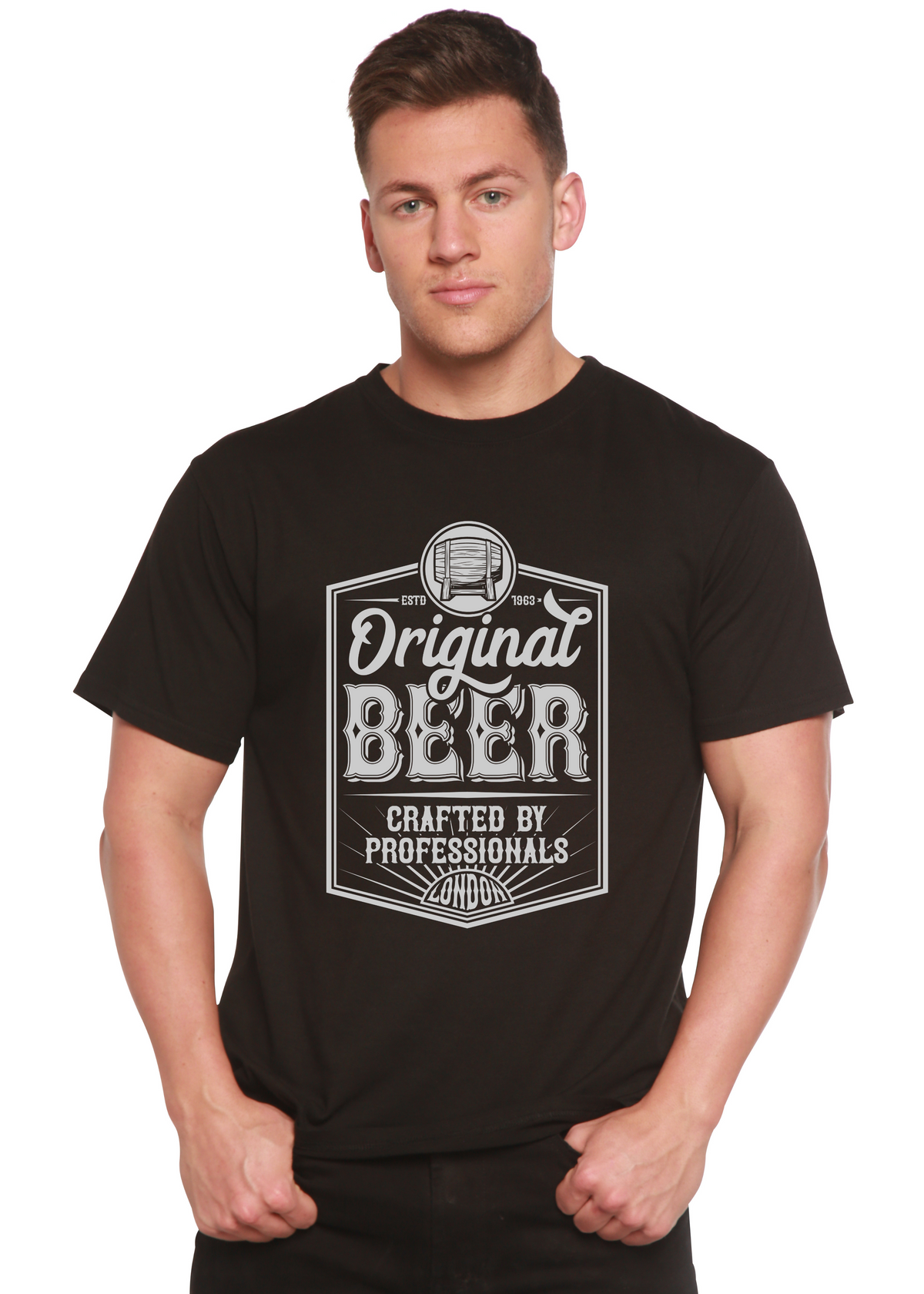 Original Beer Men's Bamboo Viscose/Organic Cotton Short Sleeve Graphic T-Shirt