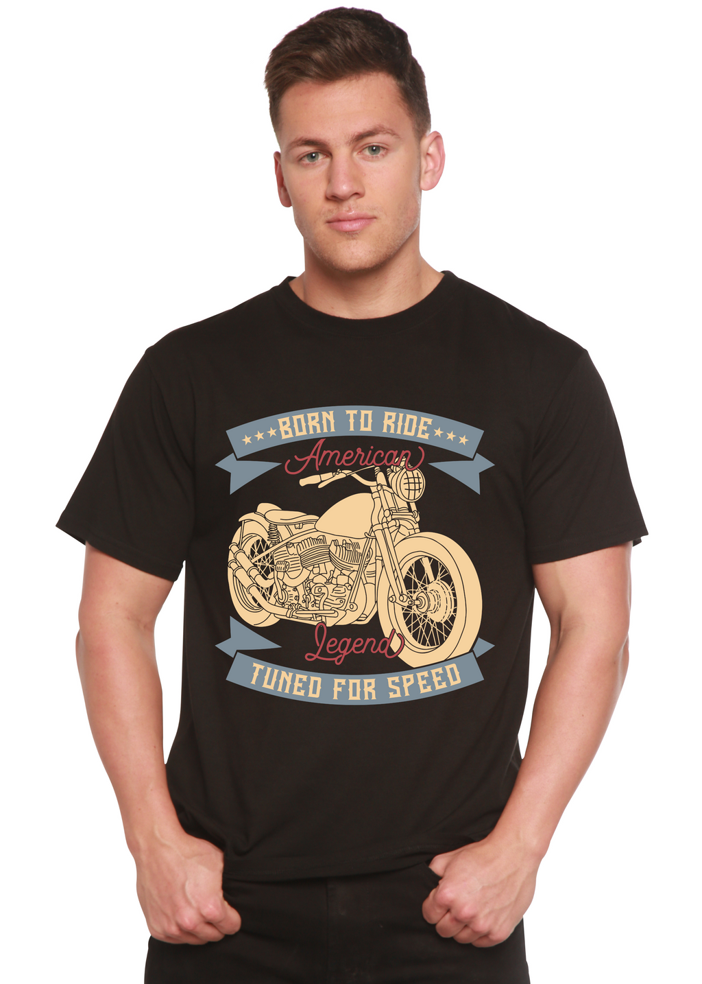 Born To Ride American Legend Men's Bamboo Viscose/Organic Cotton Short Sleeve Graphic T-Shirt