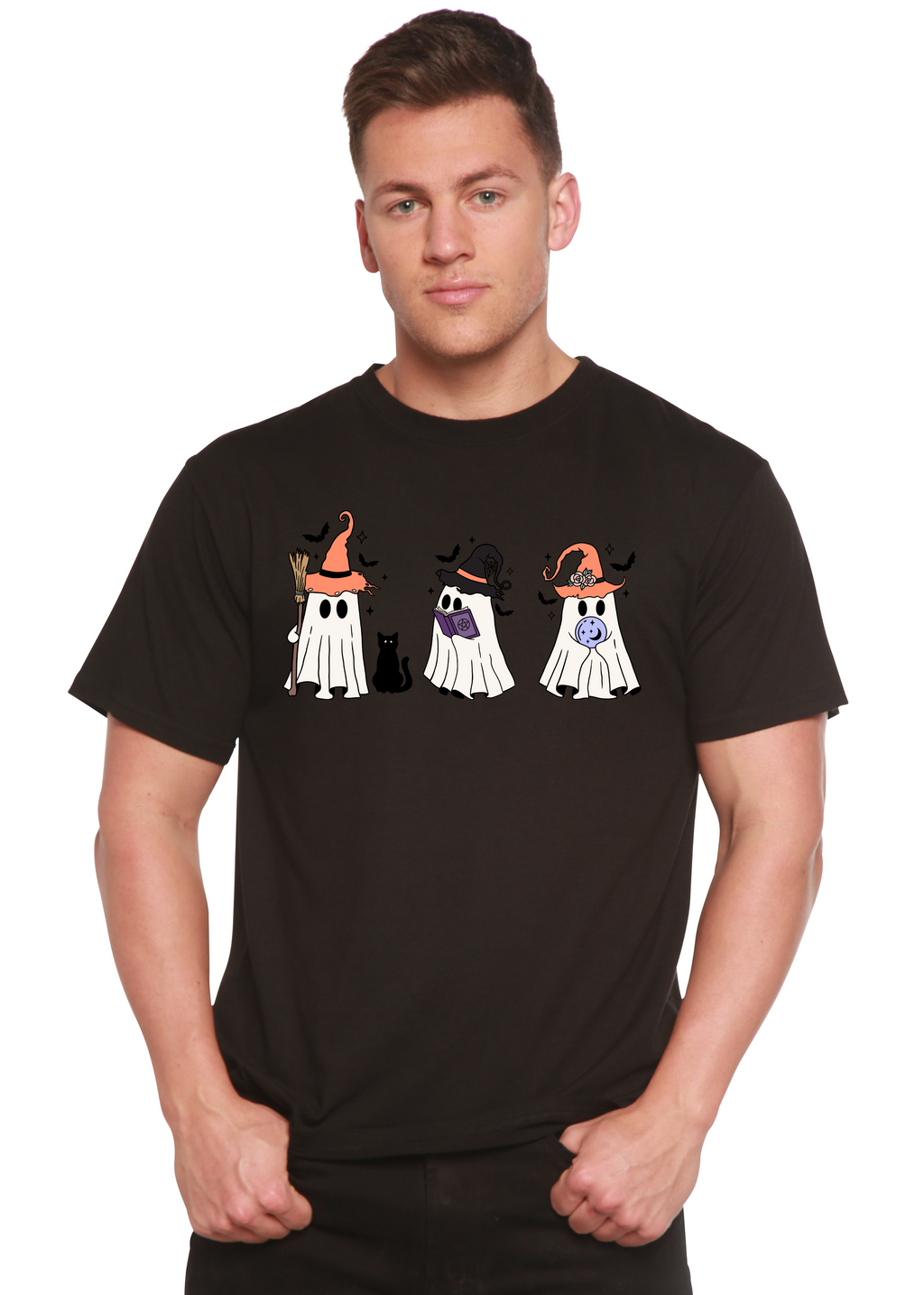 Halloween Boo Men's Bamboo Viscose/Organic Cotton Short Sleeve Graphic T-Shirt