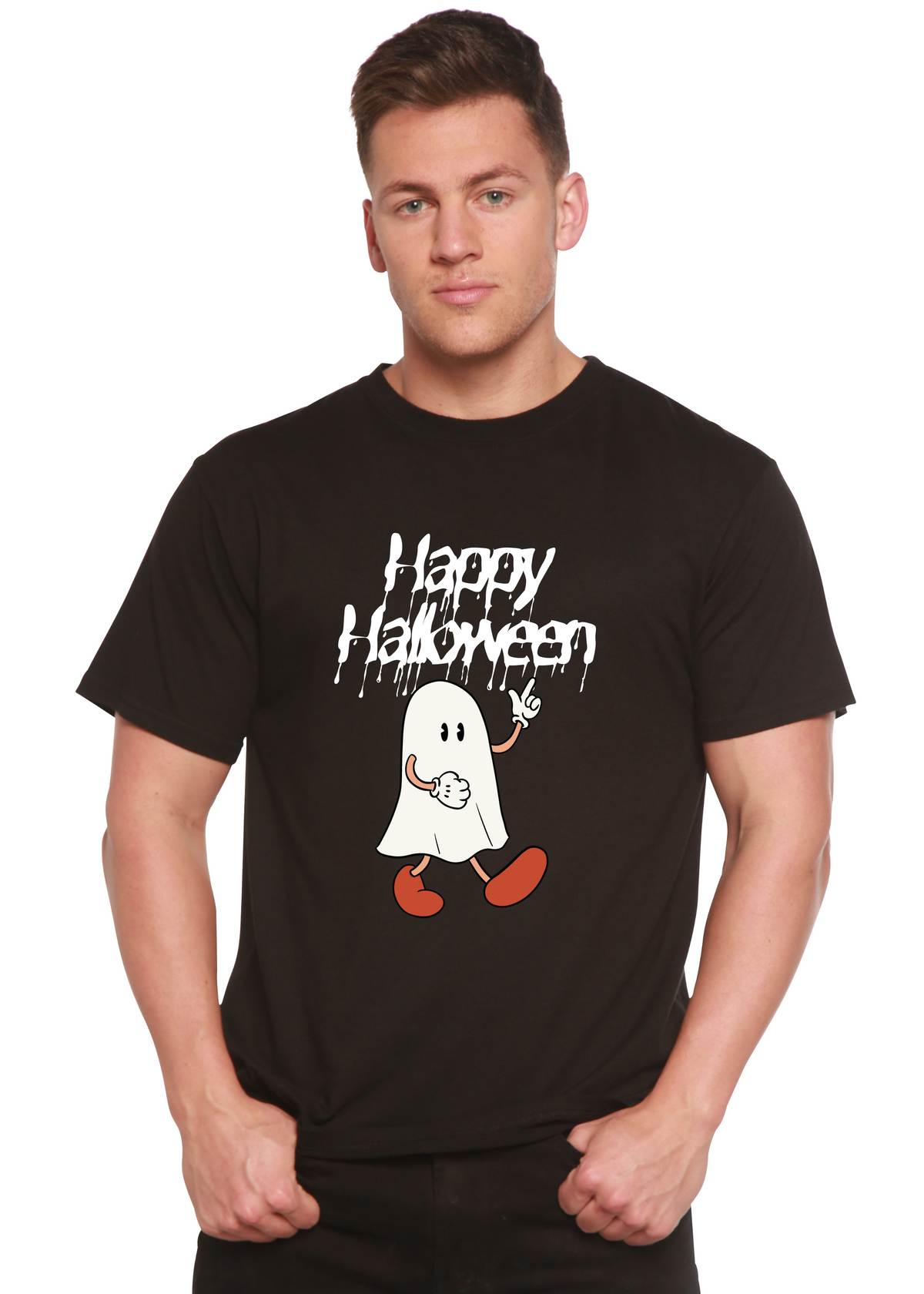 Happy Halloween Men's Bamboo Viscose/Organic Cotton Short Sleeve Graphic T-Shirt