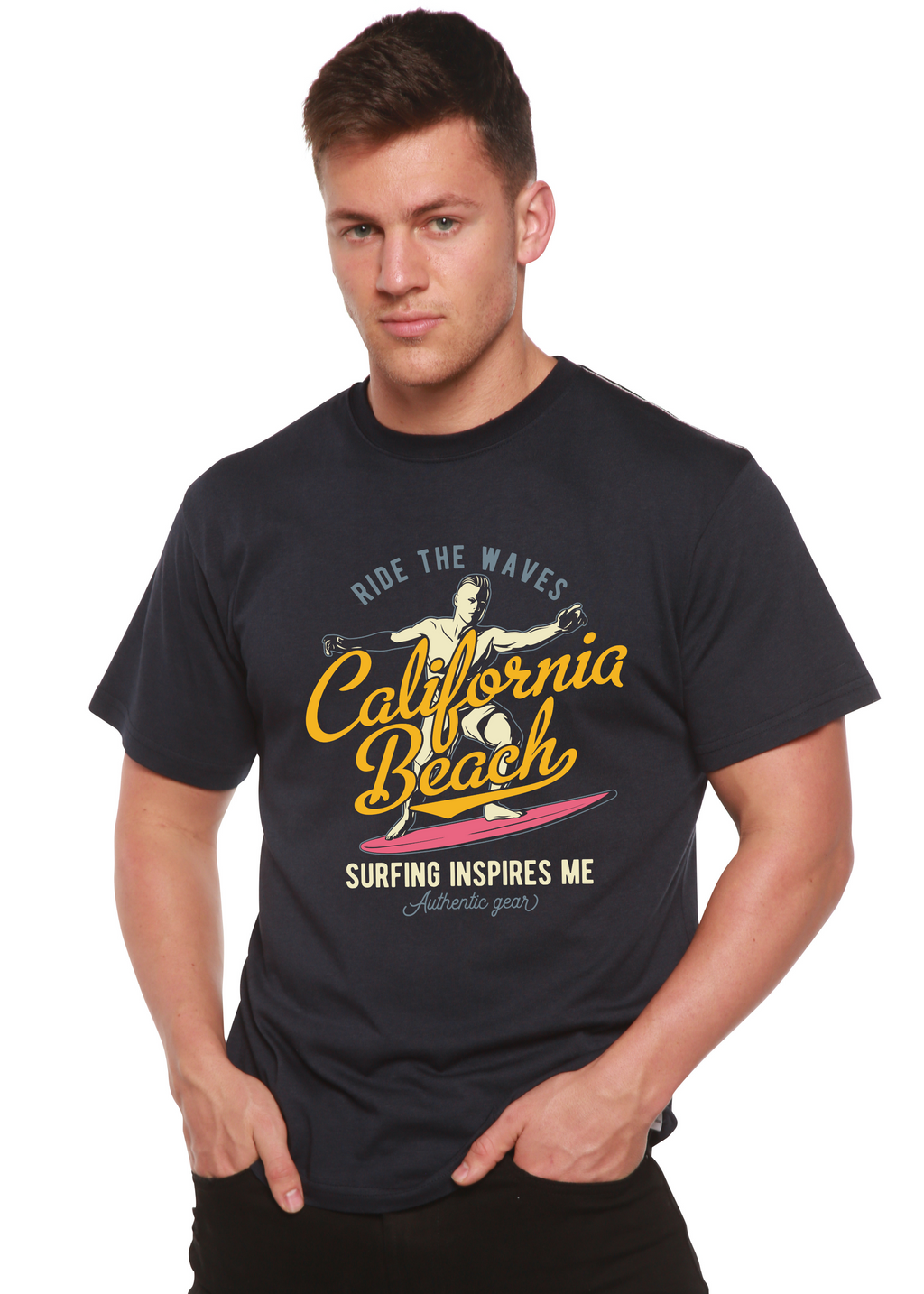 California Beach Men's Bamboo Viscose/Organic Cotton Short Sleeve Graphic T-Shirt