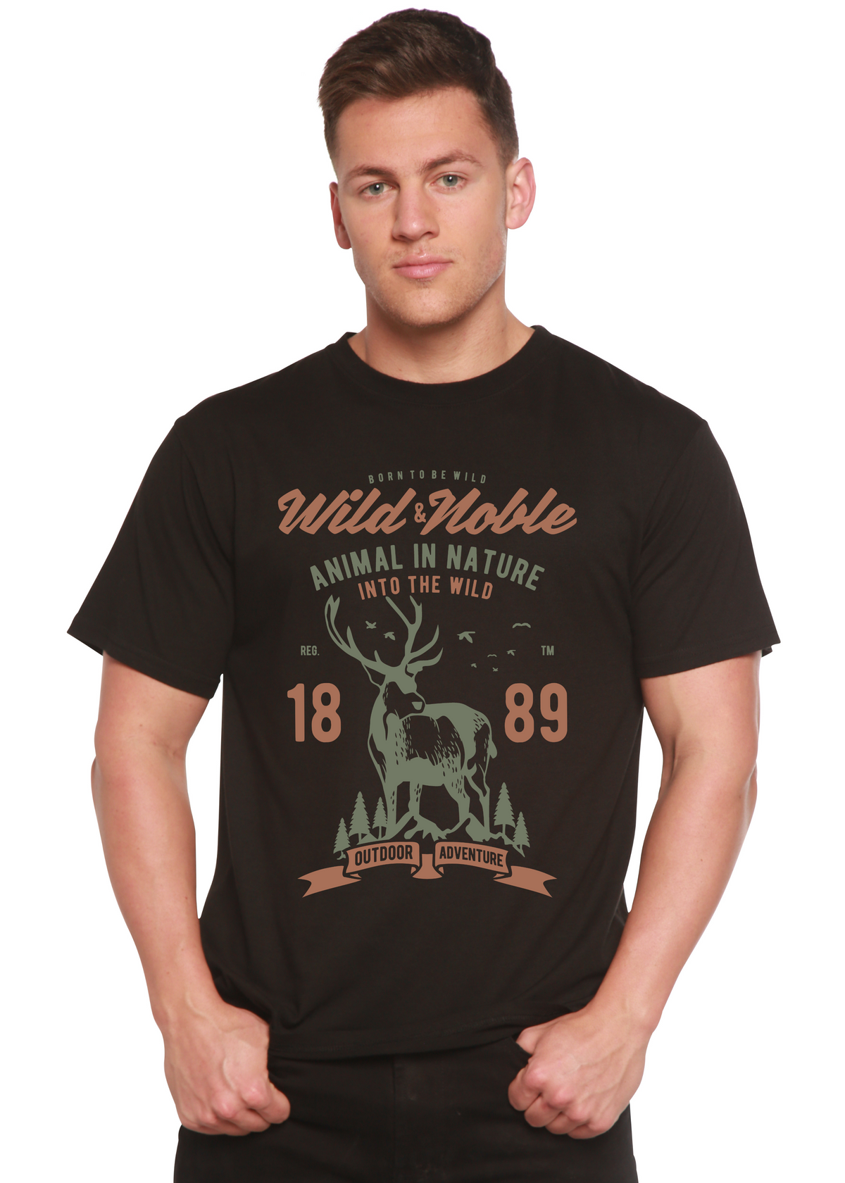 Wild And Noble Spun Bamboo® Men's Bamboo Viscose/Organic Cotton Short Sleeve Graphic T-Shirt