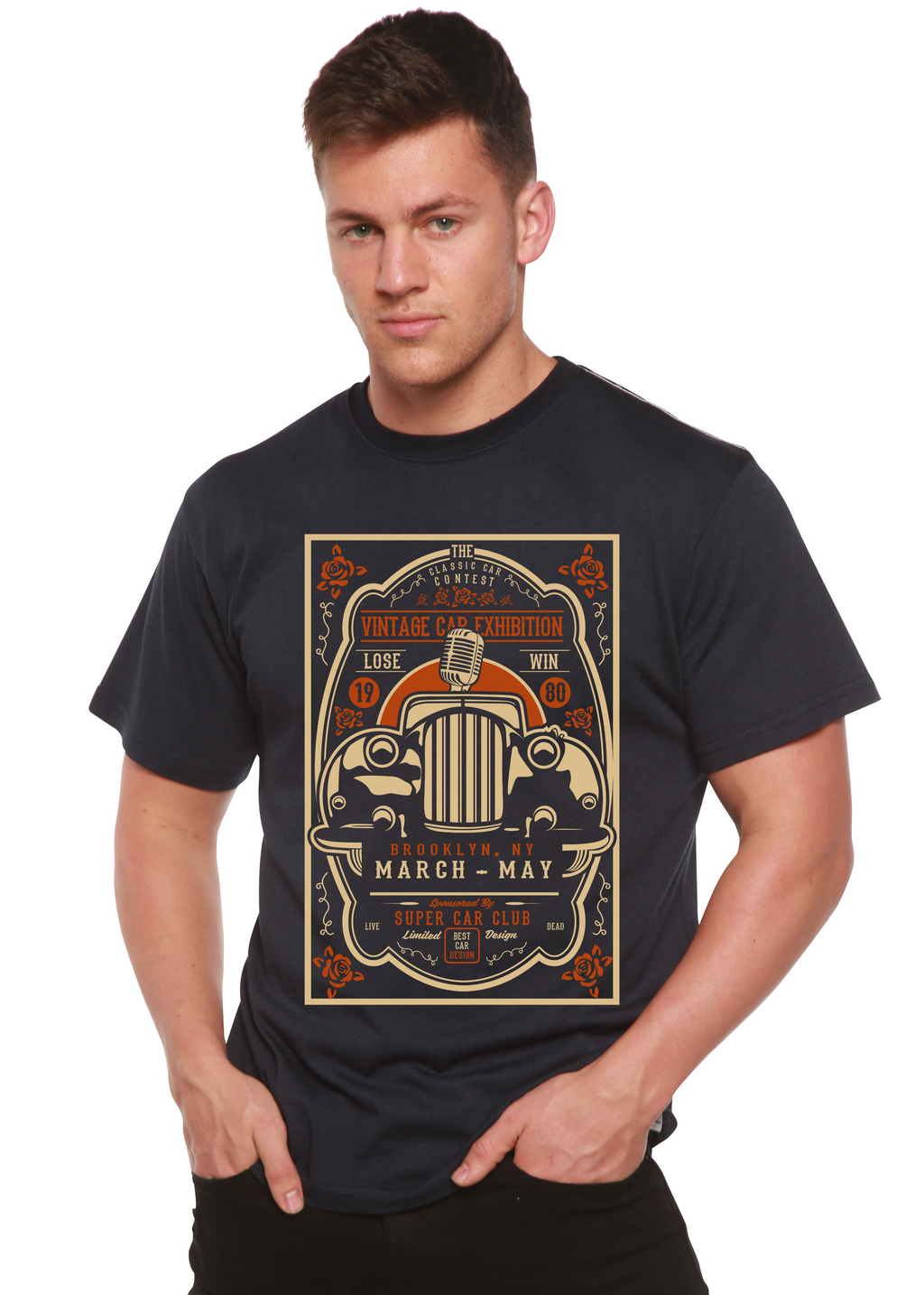 Vintage Car Spun Bamboo® Men's Bamboo Viscose/Organic Cotton Short Sleeve Graphic T-Shirt