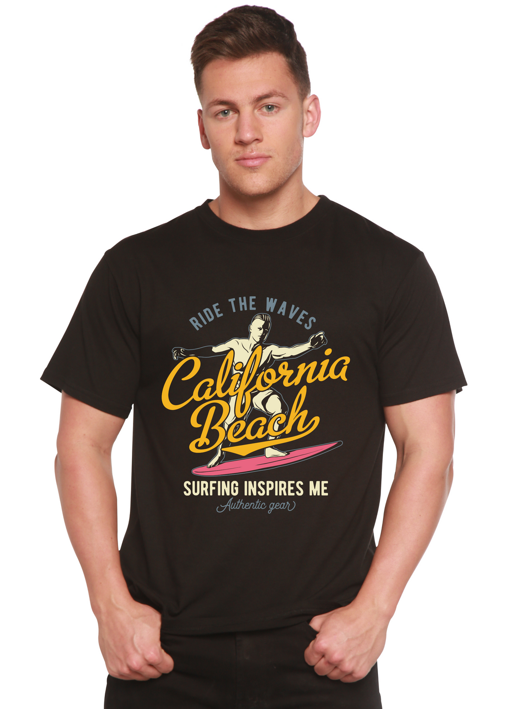 California Beach Men's Bamboo Viscose/Organic Cotton Short Sleeve Graphic T-Shirt