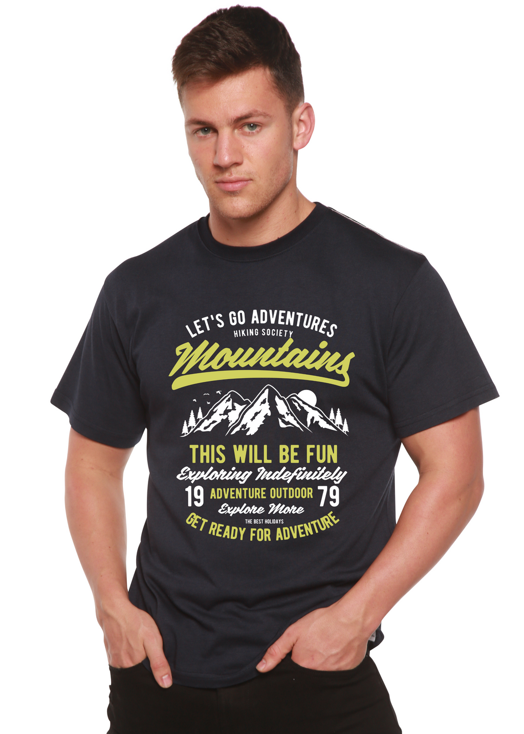 Let's Go Adventure Men's Bamboo Viscose/Organic Cotton Short Sleeve Graphic T-Shirt