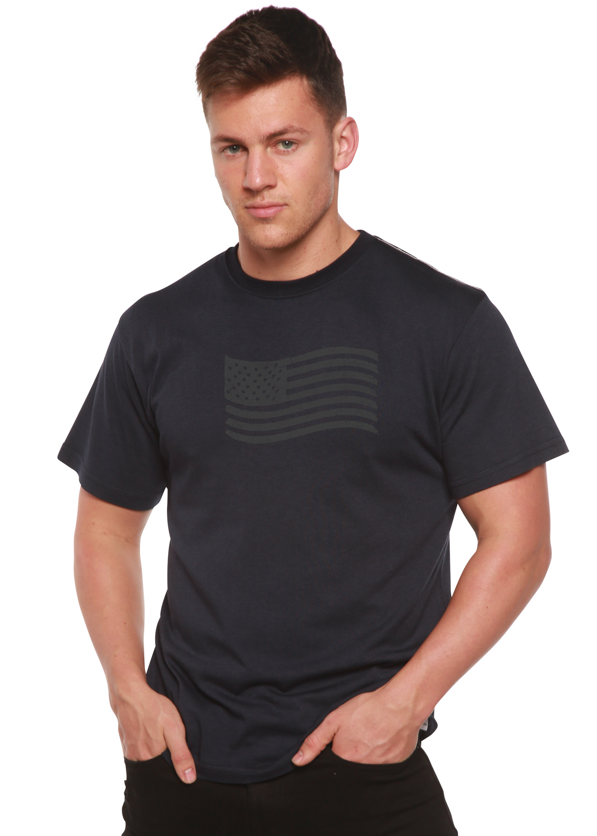 American Flag Men's Bamboo Short Sleeve Graphic T-Shirt