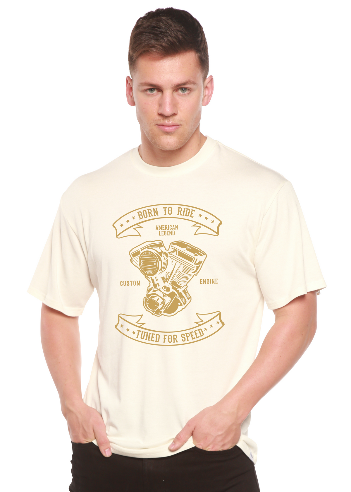 Born To Ride Men's Bamboo Viscose/Organic Cotton Short Sleeve Graphic T-Shirt