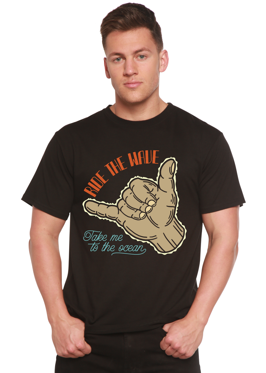 Ride The Wave Men's Bamboo Viscose/Organic Cotton Short Sleeve Graphic T-Shirt