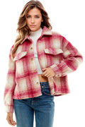 Vibrant Aura Pink Plaid Pocket Shacket