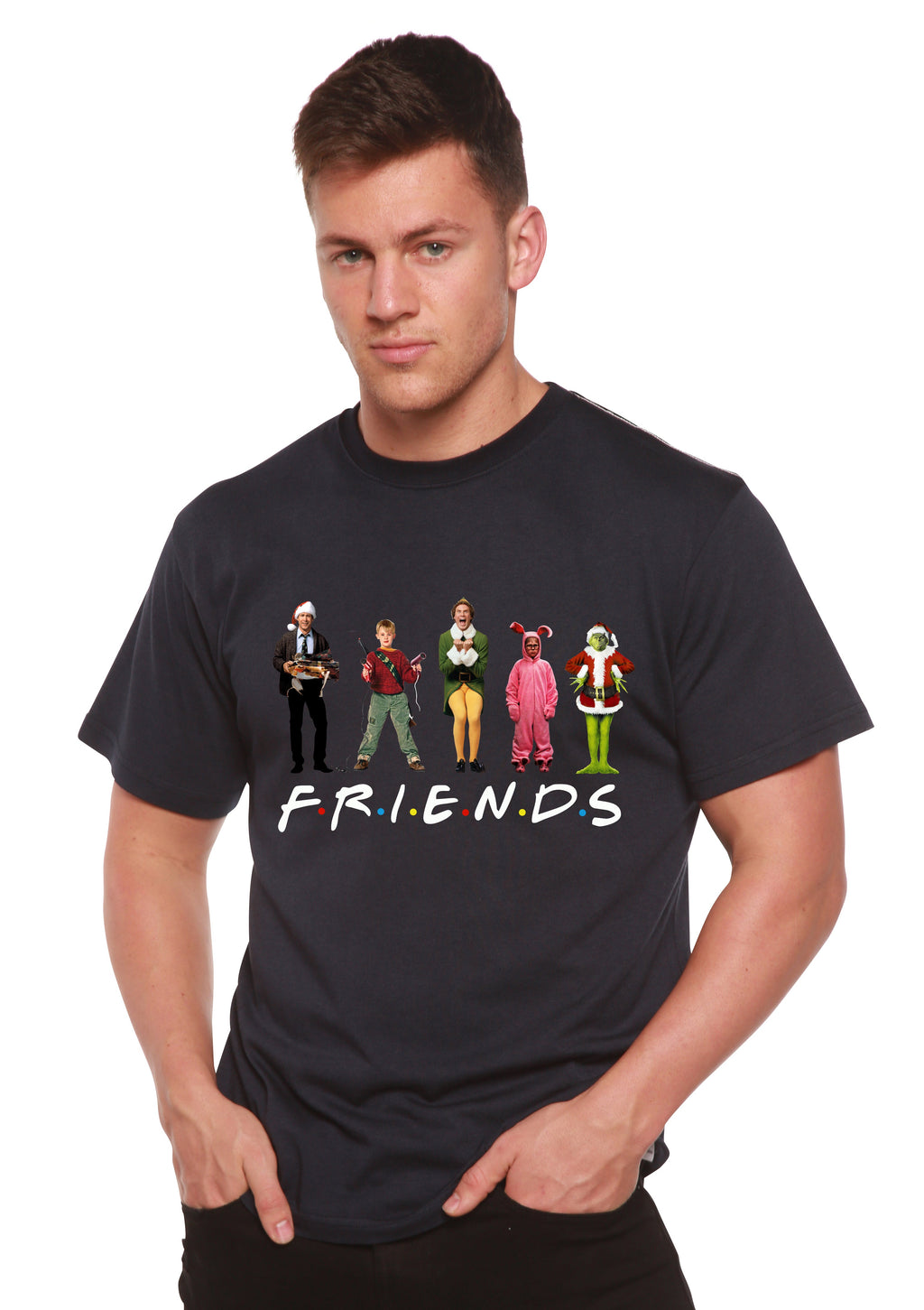 Funny Christmas Movies Printed Men's Bamboo T-Shirt