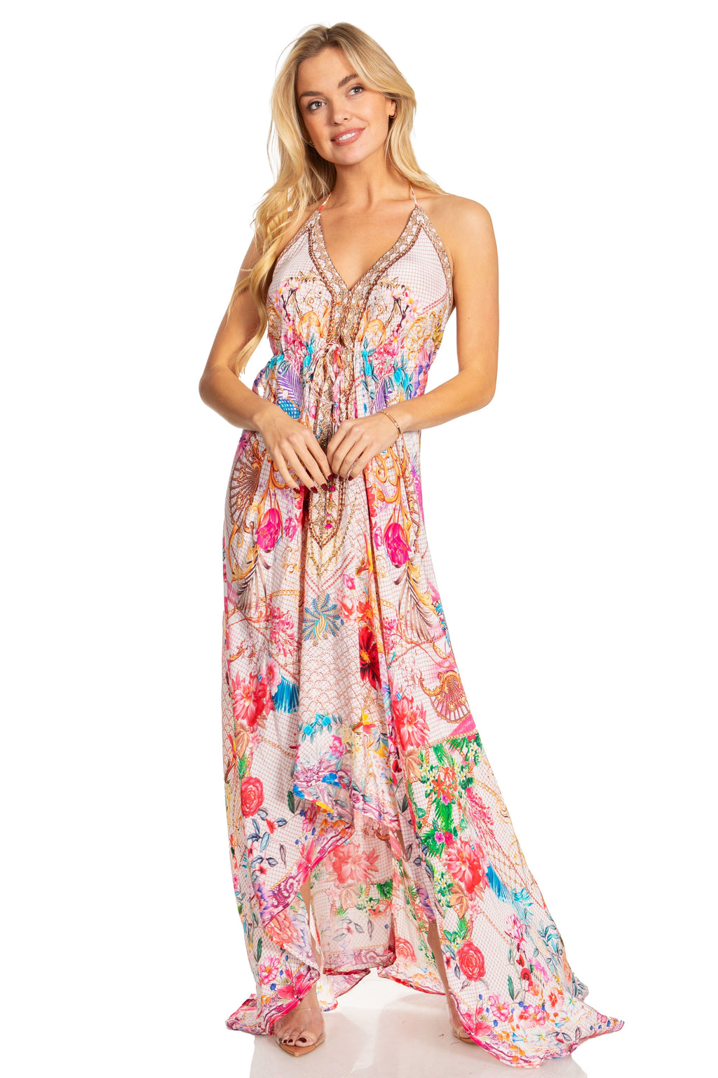 Sakkas Lizi 2025 Womens Maxi High-low Halter Handkerchief Long Dress Beach Party