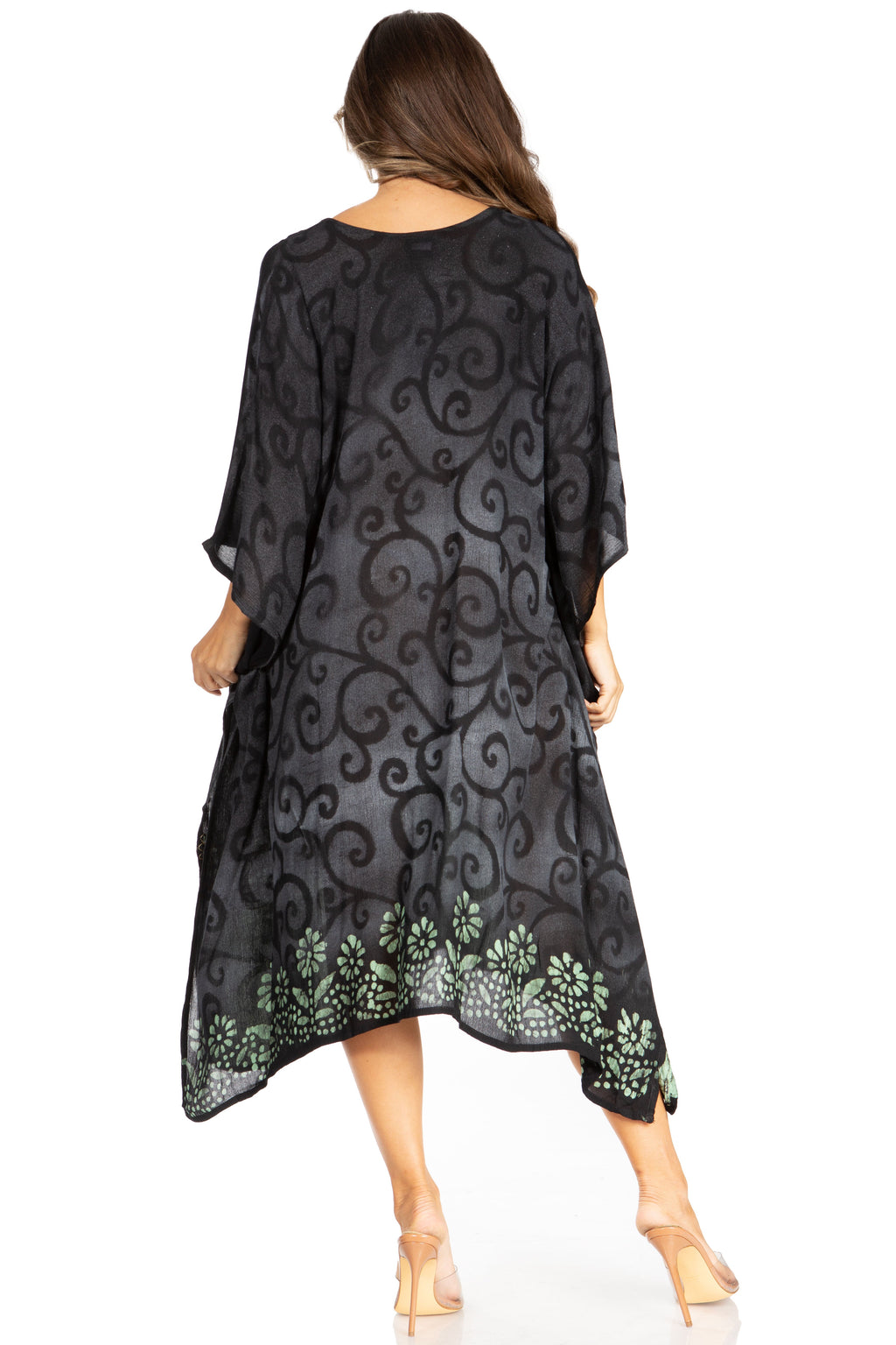 Sakkas Clementine Women's Tie Dye Caftan Dress/Cover Up Beach Kaftan Boho Summer