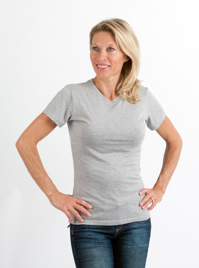 Spun Bamboo Women's Bamboo/Cotton Short Sleeve Crew Neck T-Shirt - Heather Grey