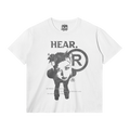 HEAR Streetwear Tee White Cotton T Shirt Classic Fit 180 GSM DTG Print
