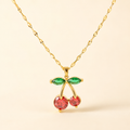 Retro Cherry Charm Necklace