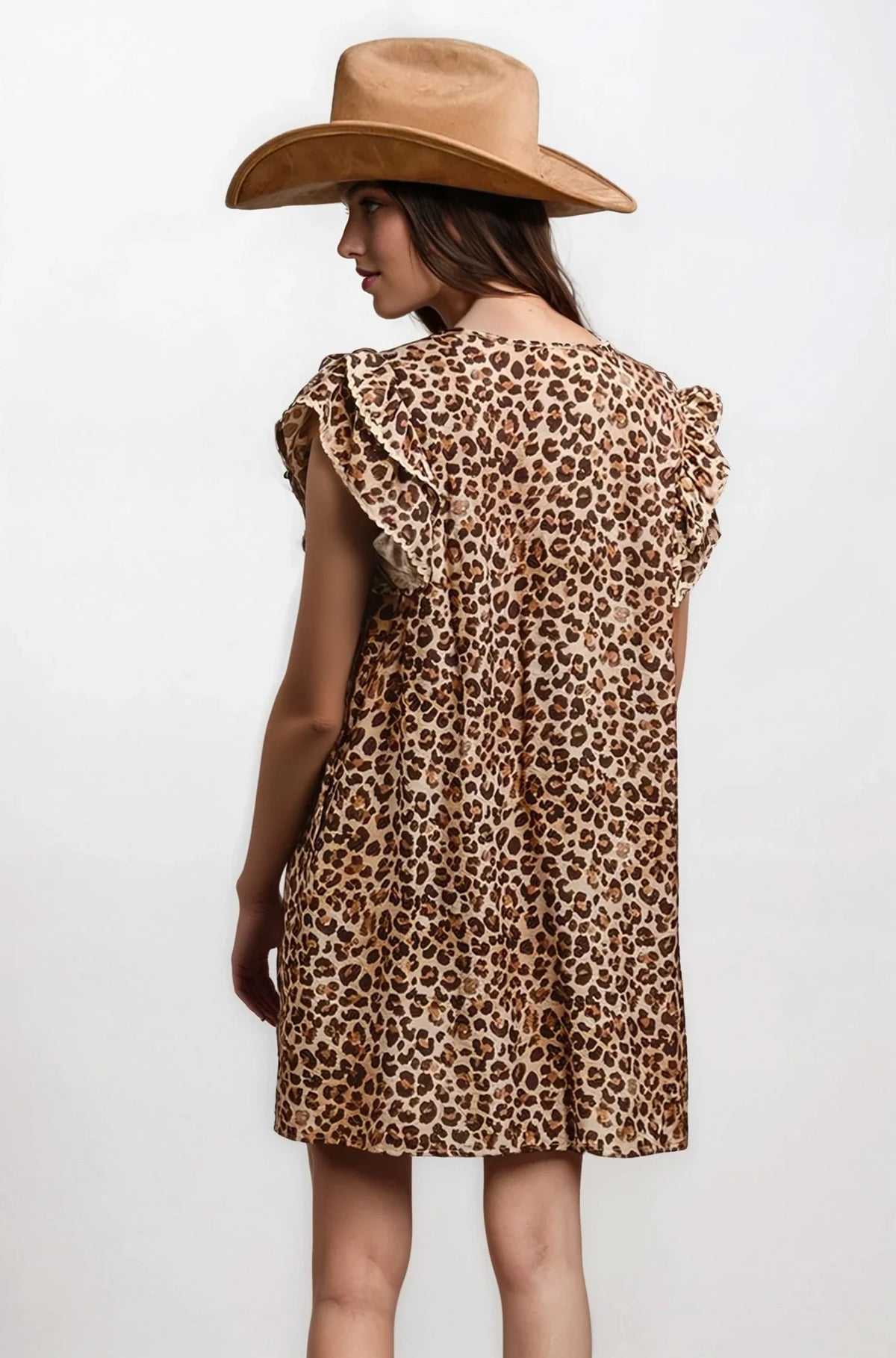 Desert Muse Leopard Ruffle Dress