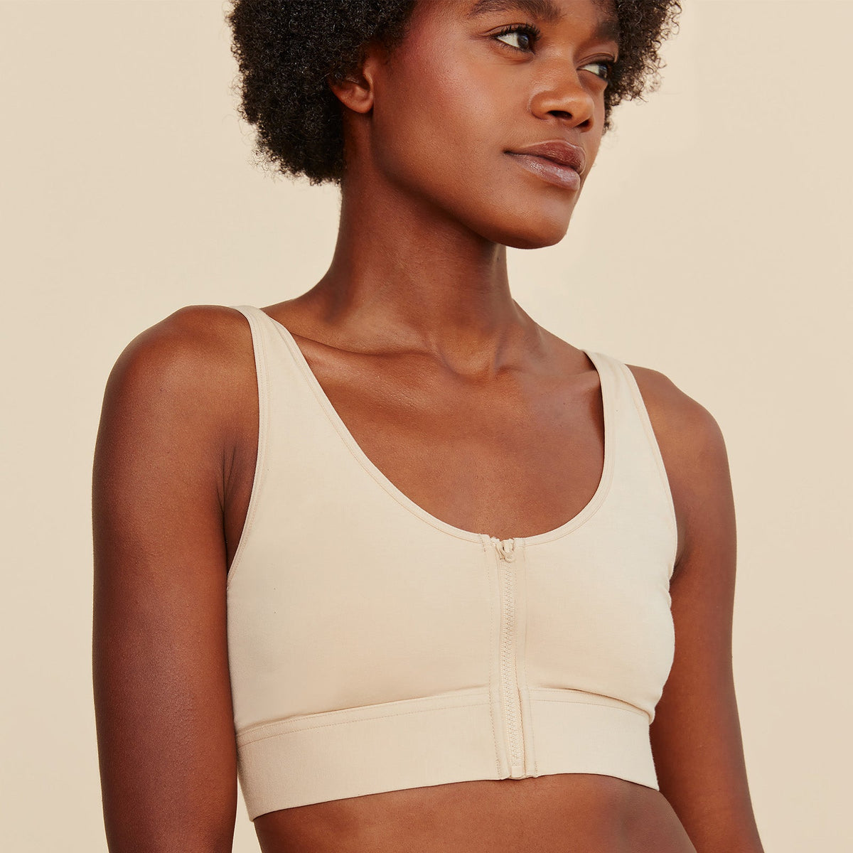 Wilderness Front‑Closure Cotton Bralette - Beige