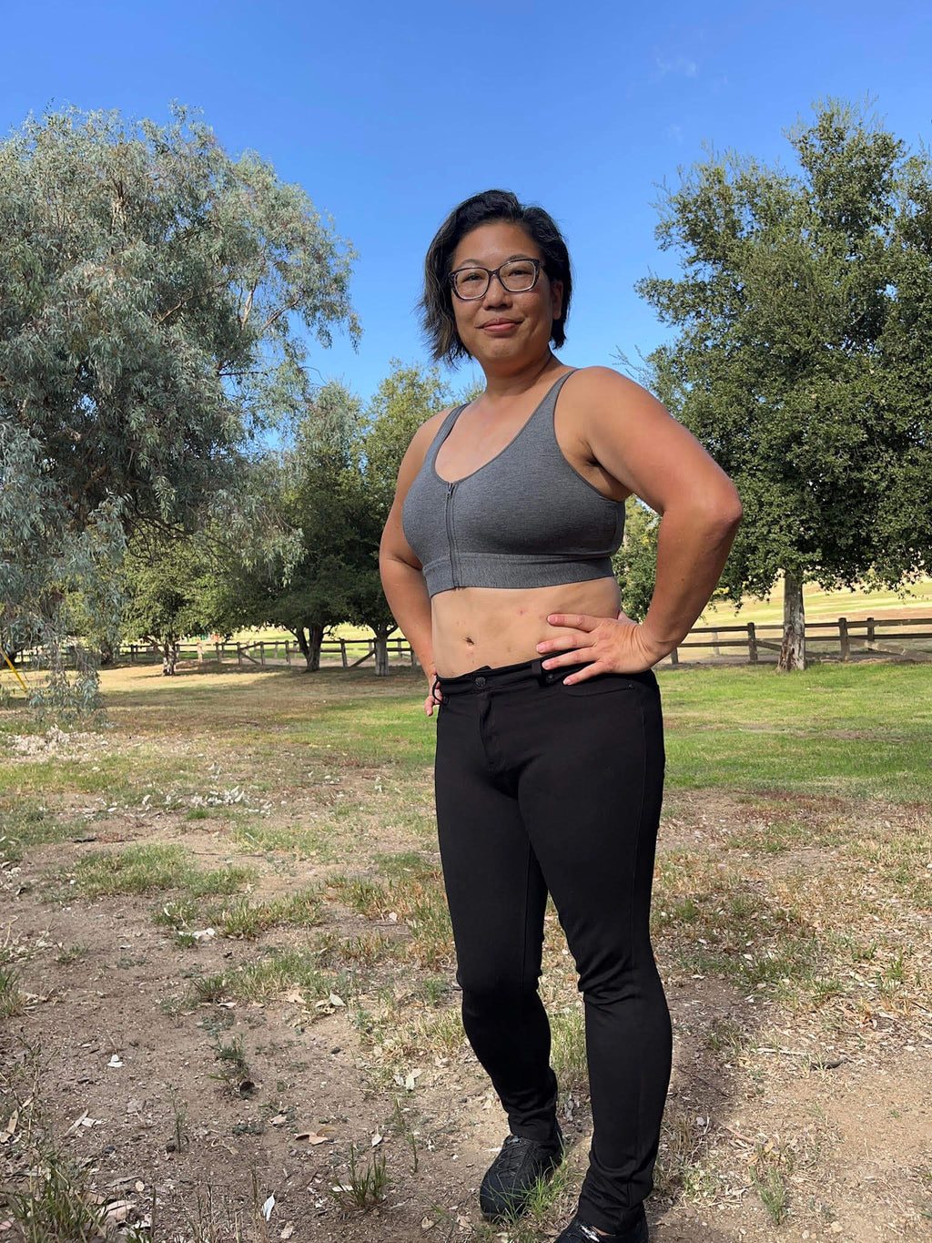 Wilderness Front‑Closure Cotton Bralette - Grey