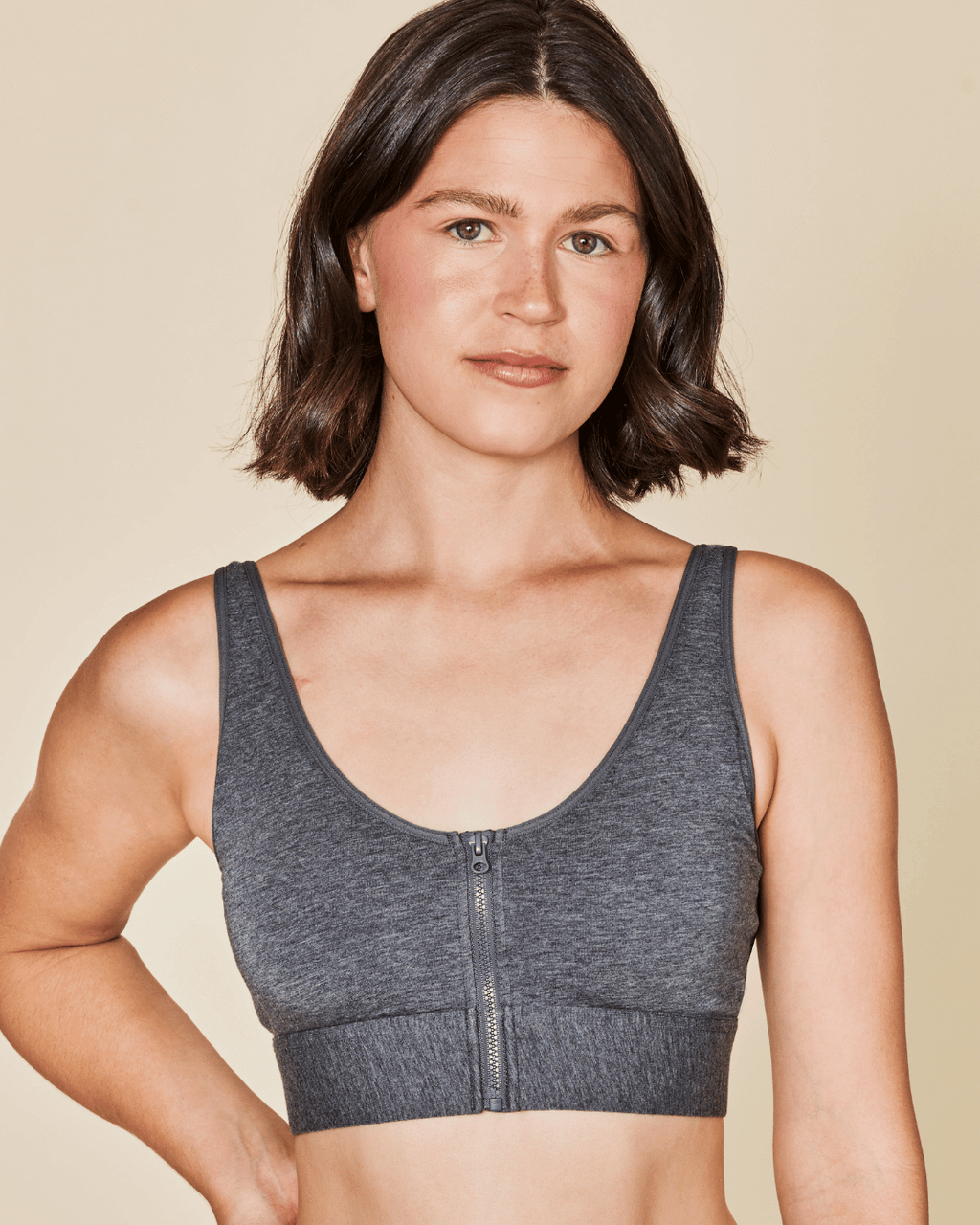 Wilderness Front‑Closure Cotton Bralette - Grey