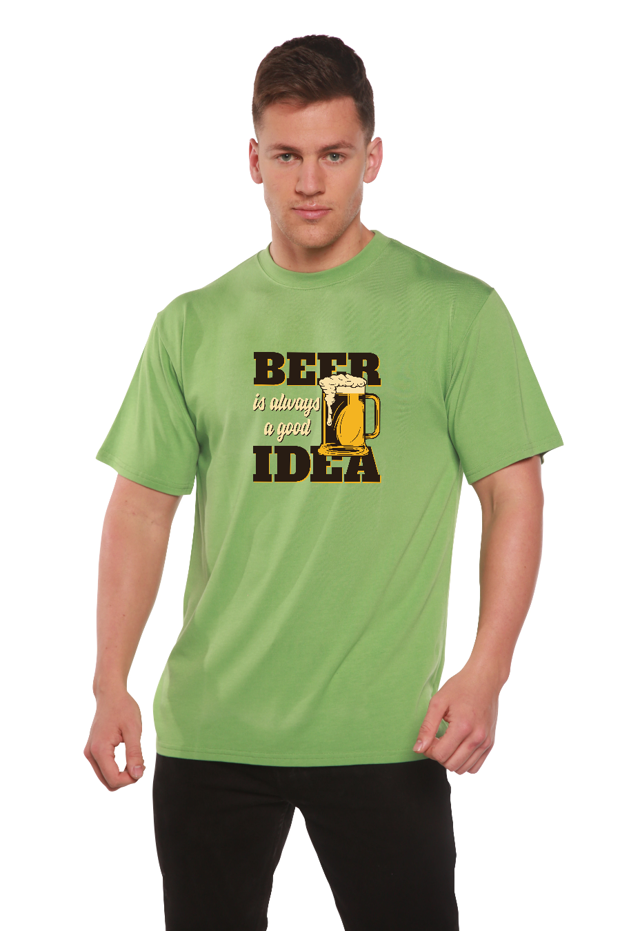 Beer Idea Men's Bamboo Viscose/Organic Cotton Short Sleeve Graphic T-Shirt