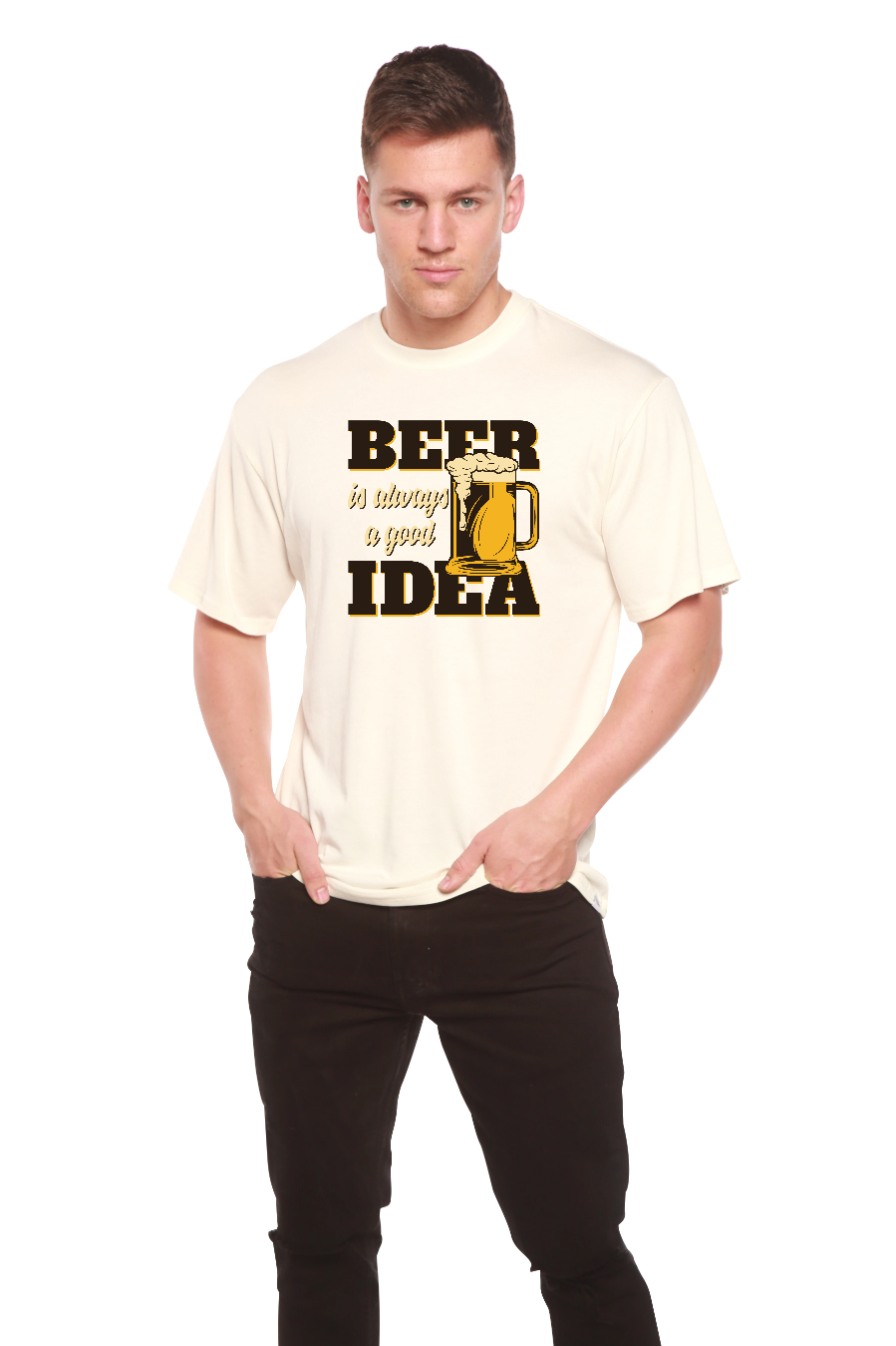 Beer Idea Men's Bamboo Viscose/Organic Cotton Short Sleeve Graphic T-Shirt