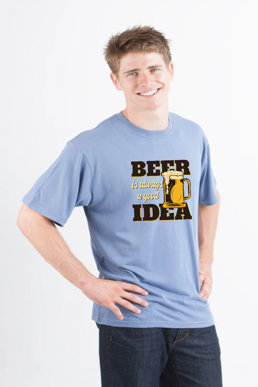 Beer Idea Men's Bamboo Viscose/Organic Cotton Short Sleeve Graphic T-Shirt