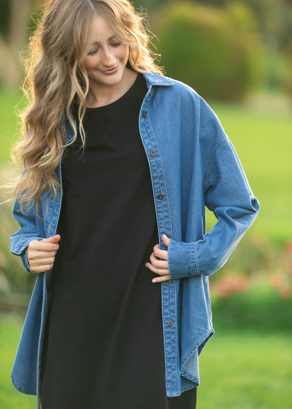 Betty Denim Button Up Top