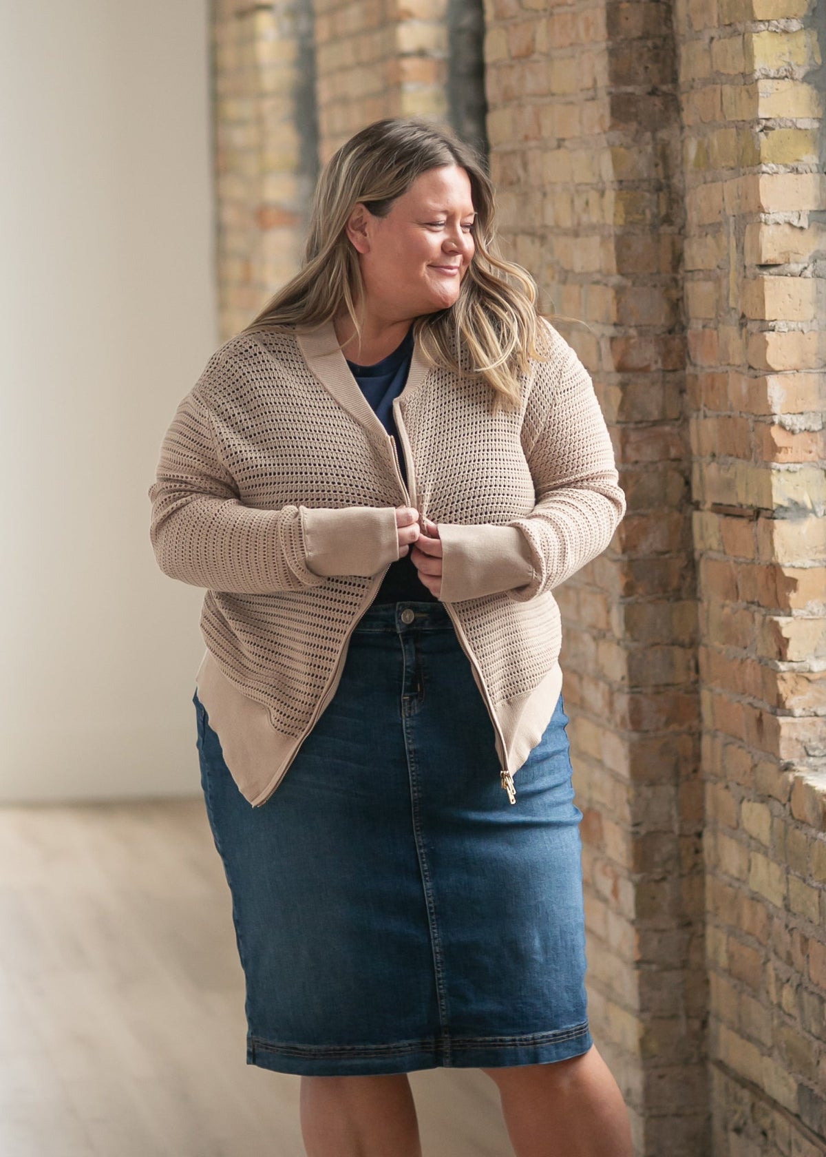 Bryn Dark Wash Denim Midi Skirt