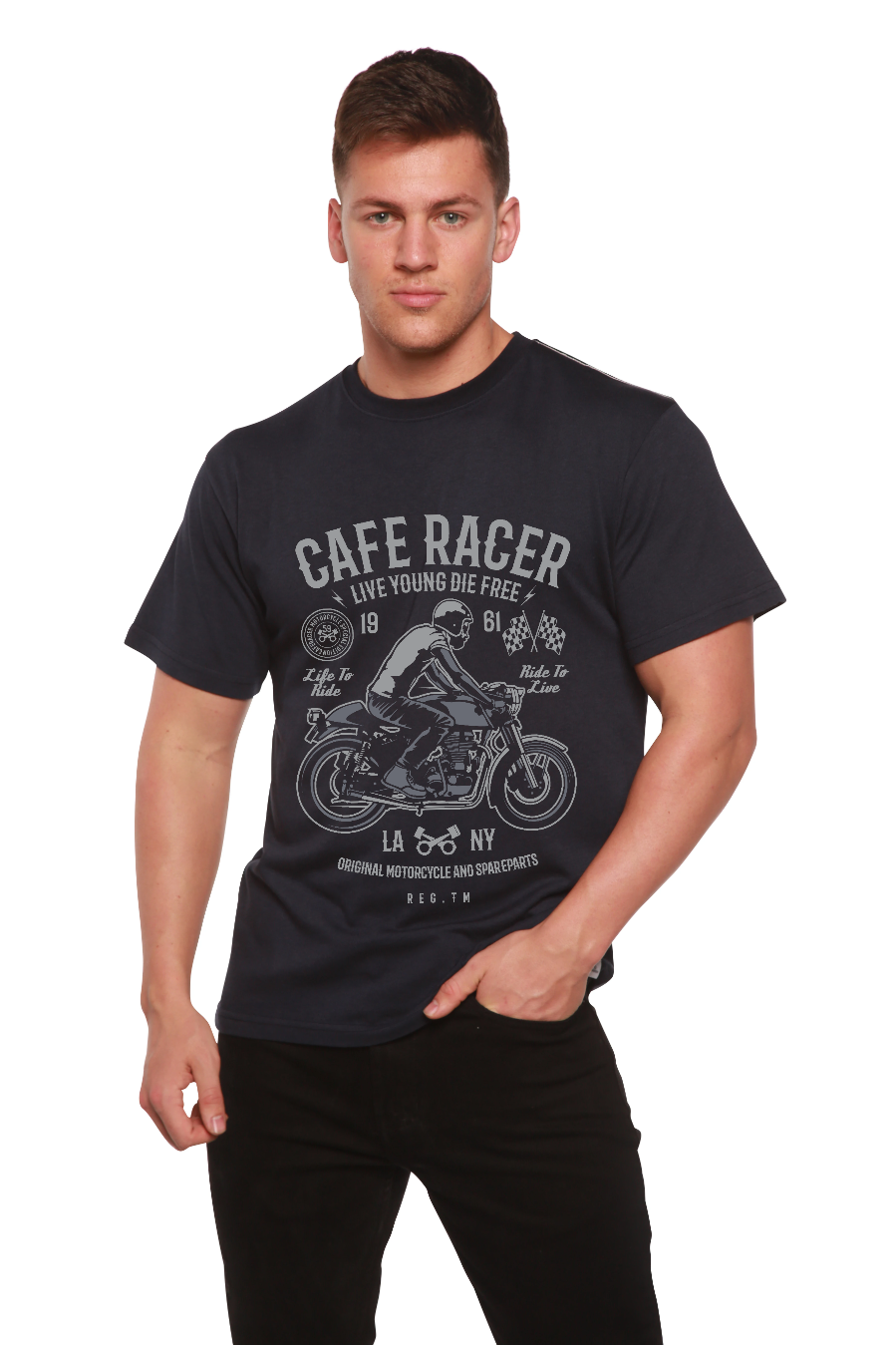 Cafe Racer Men's Bamboo Viscose/Organic Cotton Short Sleeve Graphic T-Shirt