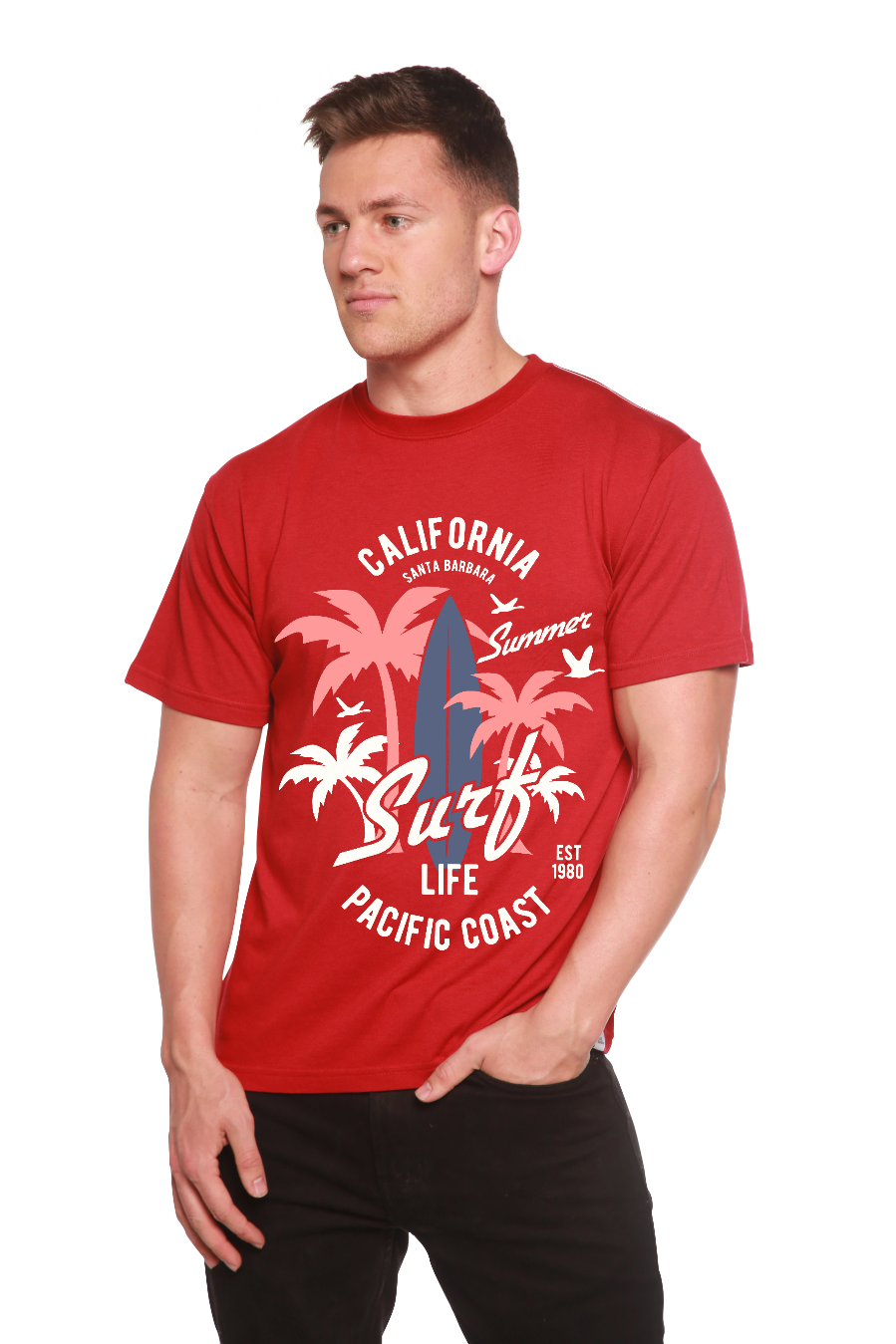 California Surf Men's Bamboo Viscose/Organic Cotton Short Sleeve Graphic T-Shirt