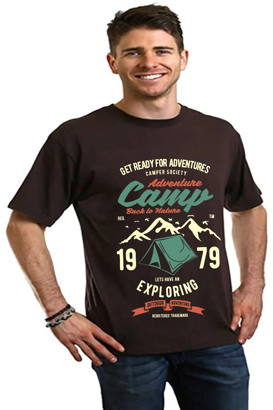 Camp Adventure Men's Bamboo Viscose/Organic Cotton Short Sleeve Graphic T-Shirt