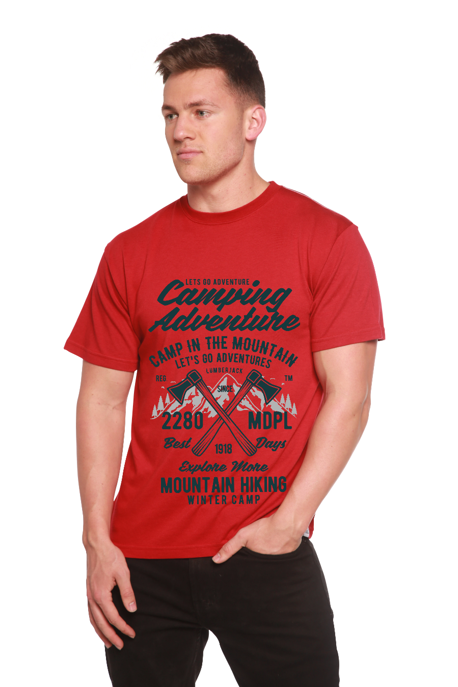 Camping Adventure Men's Bamboo Viscose/Organic Cotton Short Sleeve Graphic T-Shirt