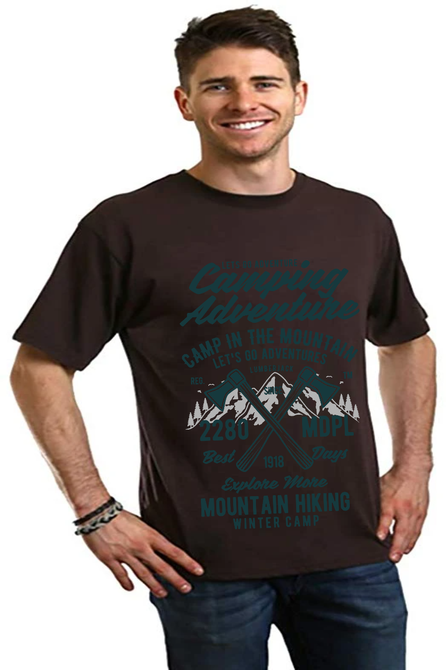 Camping Adventure Men's Bamboo Viscose/Organic Cotton Short Sleeve Graphic T-Shirt