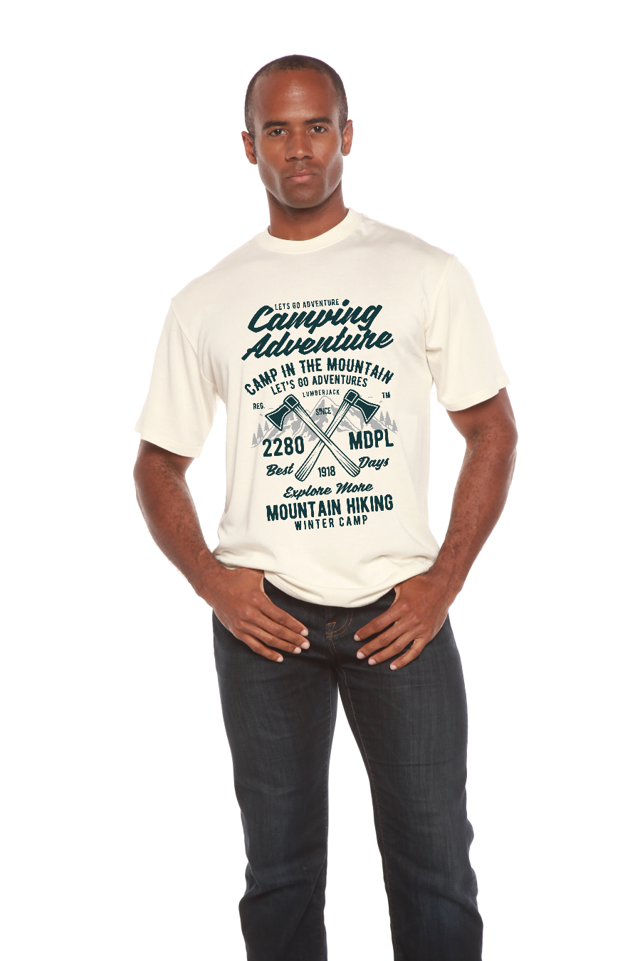 Camping Adventure Men's Bamboo Viscose/Organic Cotton Short Sleeve Graphic T-Shirt