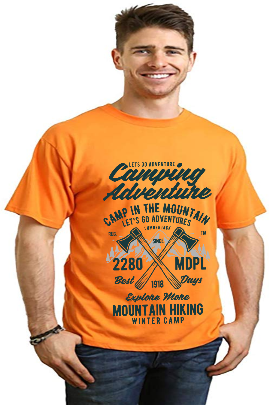 Camping Adventure Men's Bamboo Viscose/Organic Cotton Short Sleeve Graphic T-Shirt