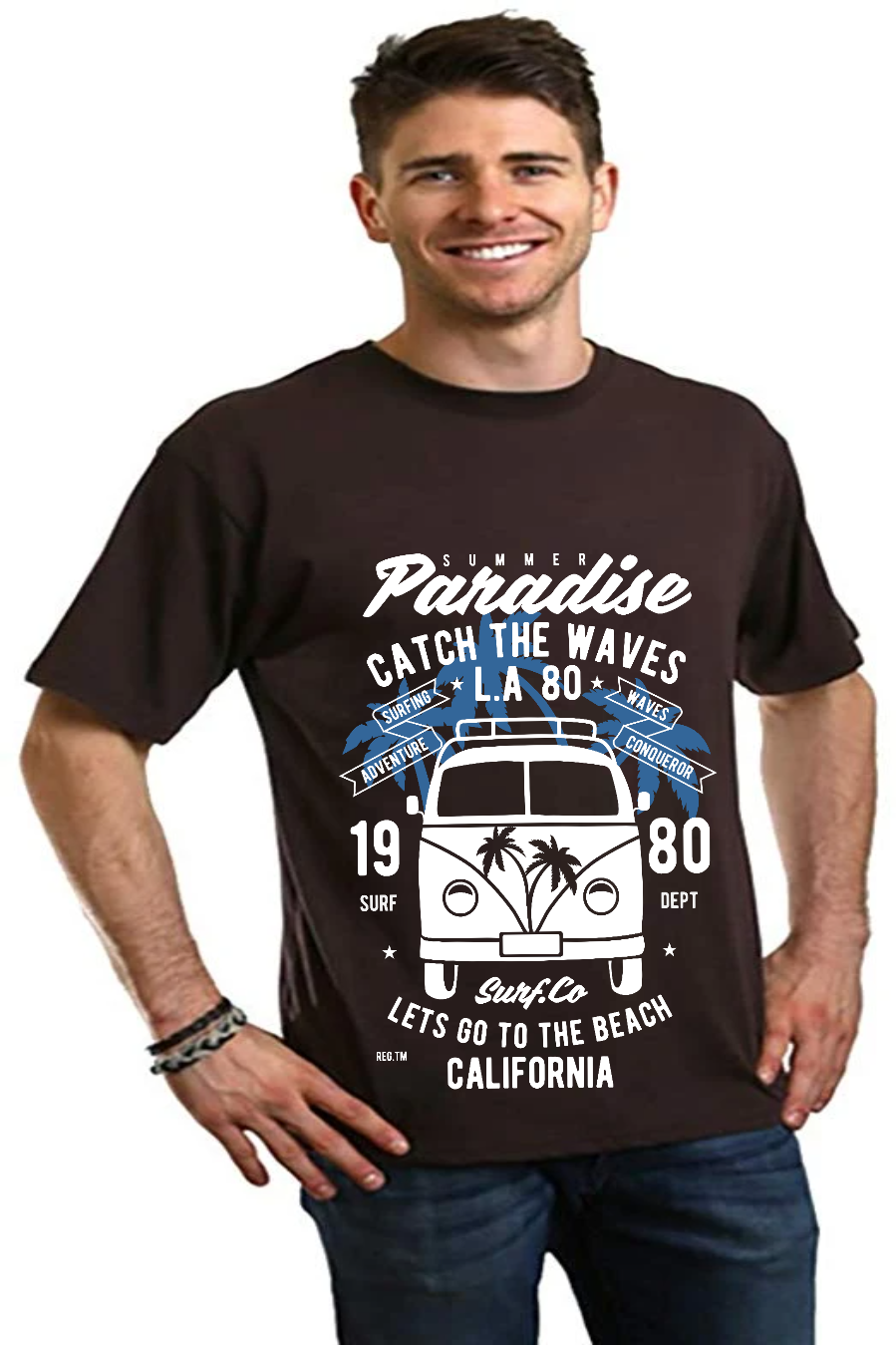 Catch The Waves Men's Bamboo Viscose/Organic Cotton Short Sleeve Graphic T-Shirt