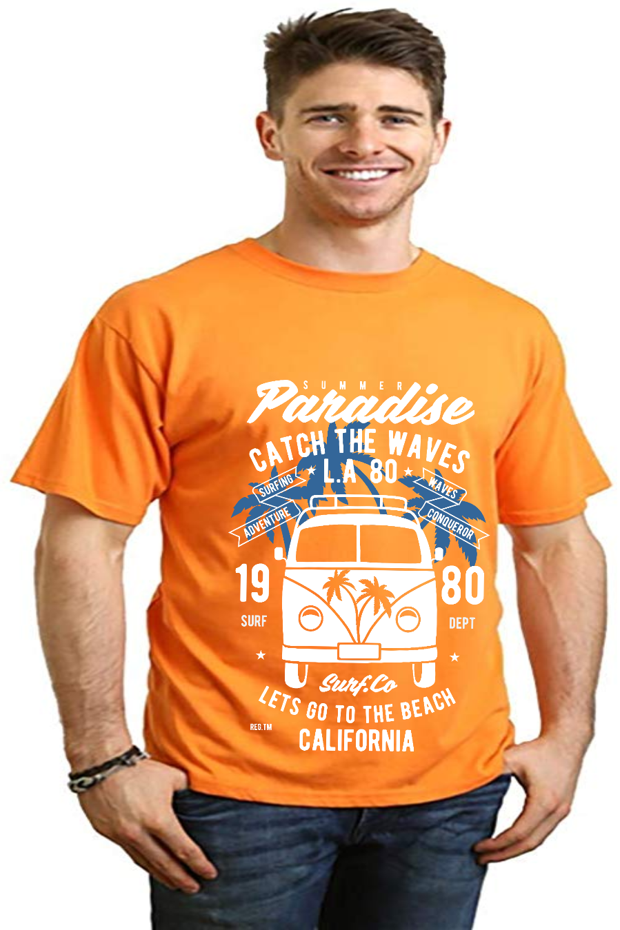 Catch The Waves Men's Bamboo Viscose/Organic Cotton Short Sleeve Graphic T-Shirt