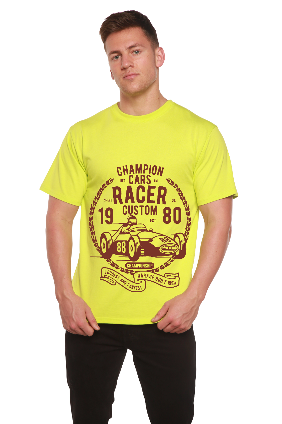Champions Cars Men's Bamboo Viscose/Organic Cotton Short Sleeve Graphic T-Shirt