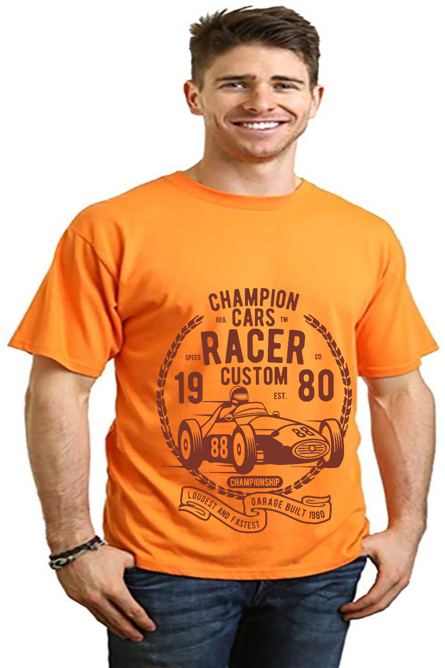Champions Cars Men's Bamboo Viscose/Organic Cotton Short Sleeve Graphic T-Shirt