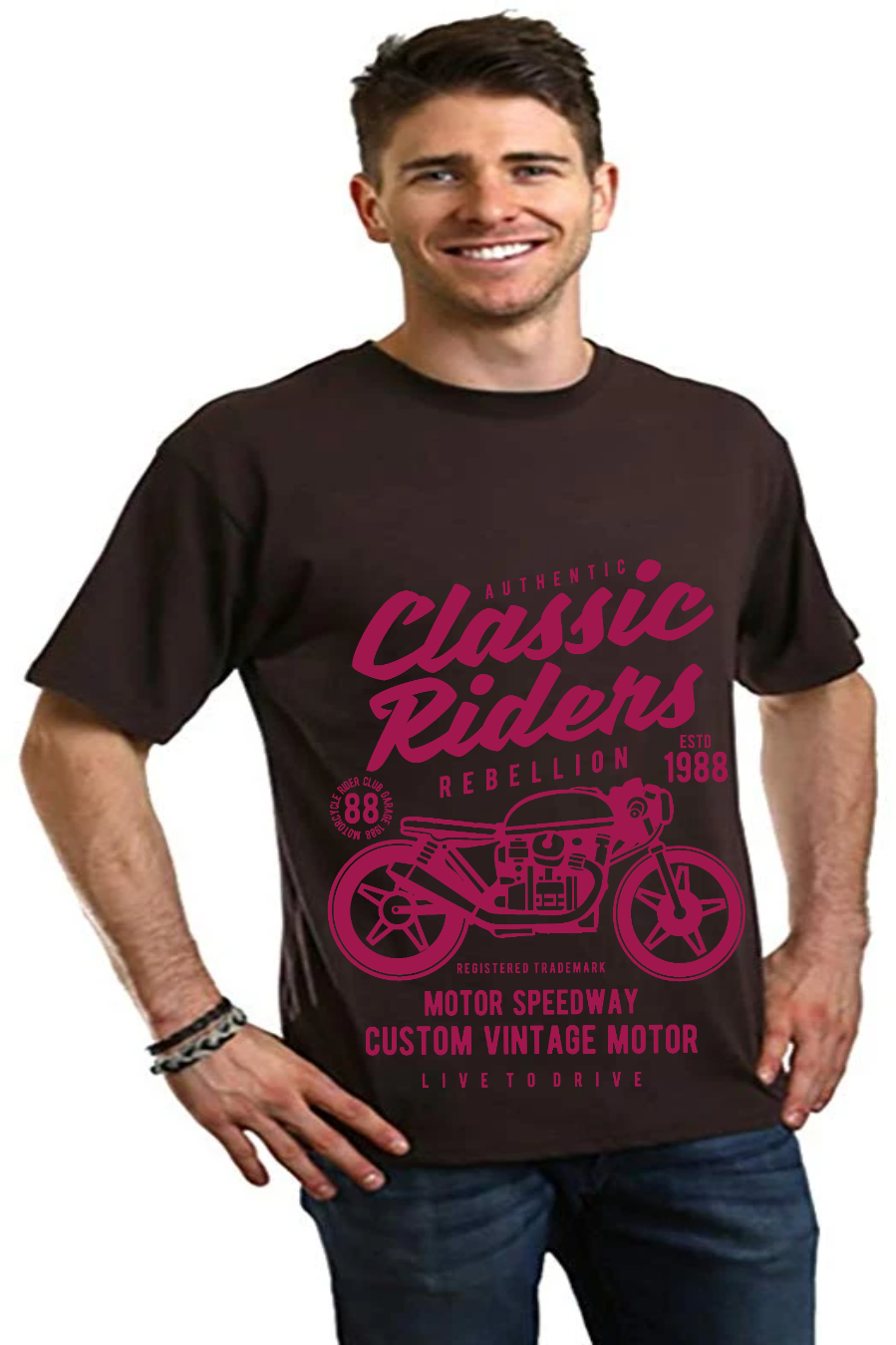 Classic Riders Men's Bamboo Viscose/Organic Cotton Short Sleeve Graphic T-Shirt