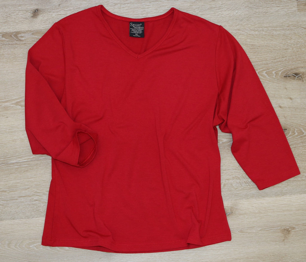 Clearance Women's Bamboo Viscose/Cotton V-Necks 3/4 Sleeve T-Shirt