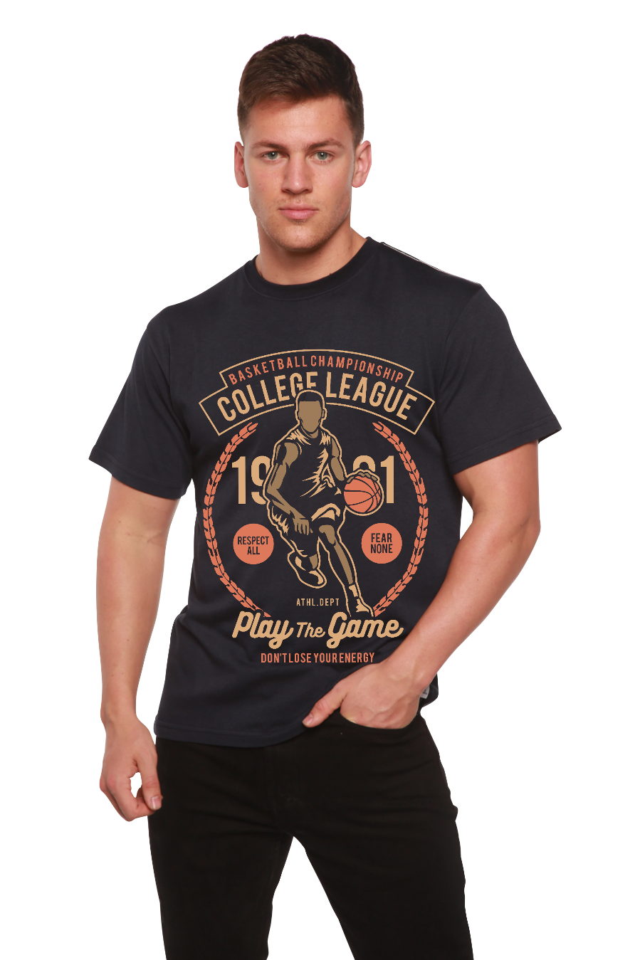 College League Men's Bamboo Viscose/Organic Cotton Short Sleeve Graphic T-Shirt