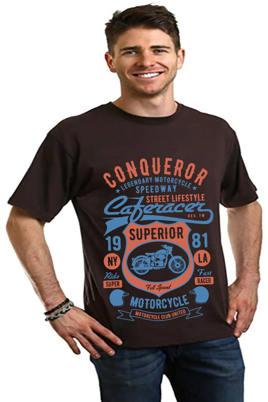 Conqueror Speedway Men's Bamboo Viscose/Organic Cotton Short Sleeve Graphic T-Shirt